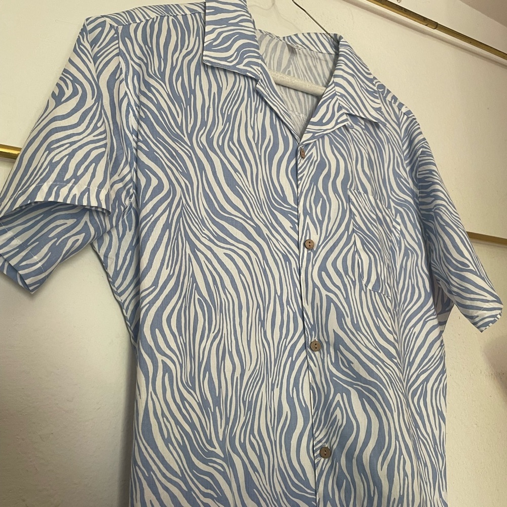 Blue/White striped button down shirt
